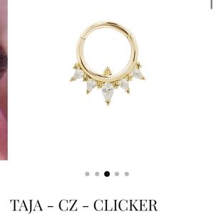 New/Sealed Pkg- Buddha Jewelry Organics- 14KT Gold Taja Clicker w/Swarovski CZ
